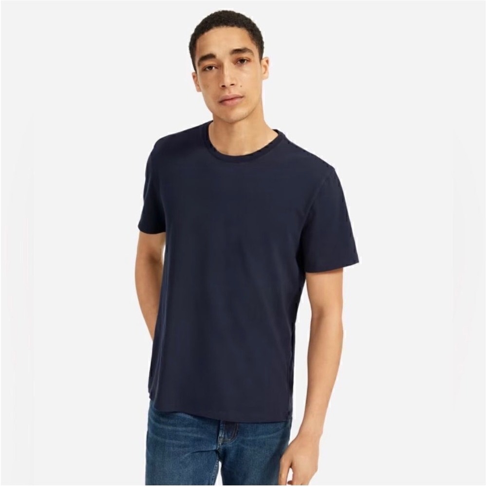 NWT Everlane Mens Organic Cotton Crew Uniform T-Shirt Navy Blue Size L